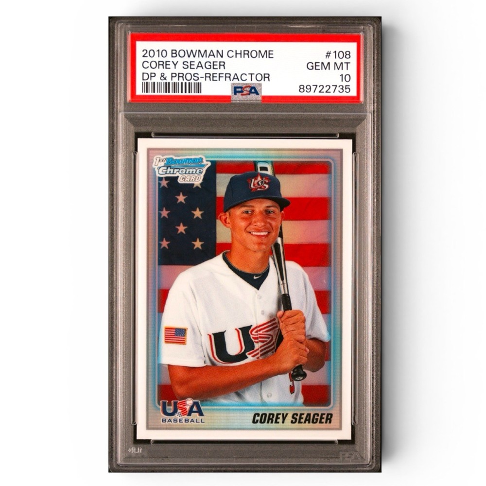 2010 Bowman Chrome Corey Seager USA DP Pros Refractor #108 PSA 10 Rangers view 1