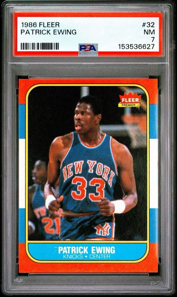 1986 Fleer #32 Patrick Ewing PSA 7 New York Knicks Vintage Basketball Card HOF