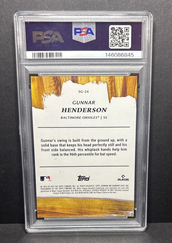 2024 Bowman's Best Gunnar Henderson #SG-24 Strokes of Gold PSA 10 view 2