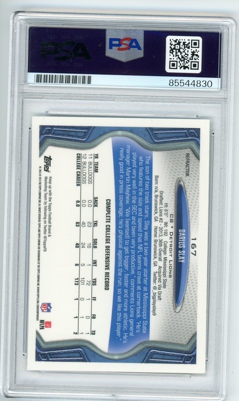 Darius Slay signed/Auto 2014 Topps Chrome W/ SB LIX CHamps Inscription PSA Slab view 2