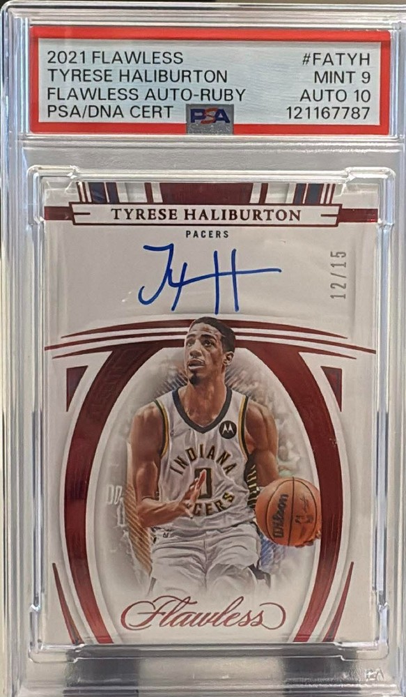 2021-22 Panini Flawless Tyrese Haliburton Flawless Auto-Ruby /15