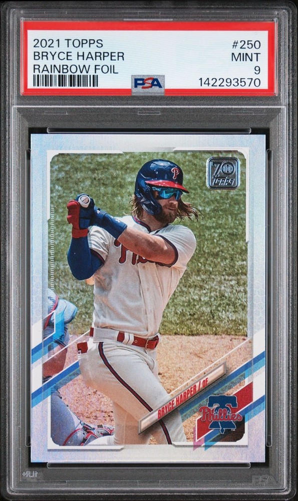 Bryce Harper 2021 Topps #250 Rainbow Foil PSA 9