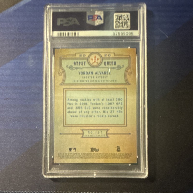2020 Topps Gypsy Queen #137 Yordan Alvarez PSA 9 Rookie Houston Astros RC view 2