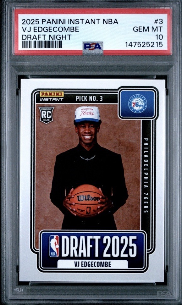2025-26 Panini Instant NBA VJ Edgecombe #3 RC Rookie Draft PR /3816 PSA 10 (QTY)