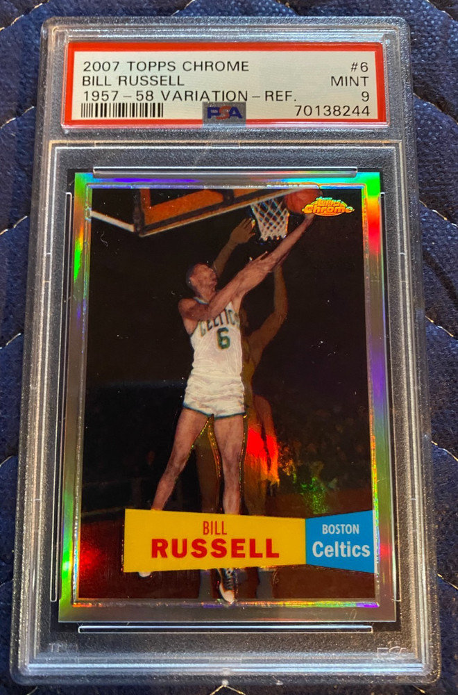 2007 Topps Chrome Bill Russell 1957-58 Variation Refractor PSA 9