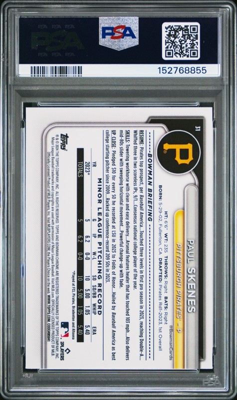 2024 Bowman Chrome - Paul Skenes #31 (RC) - PSA 9 view 2