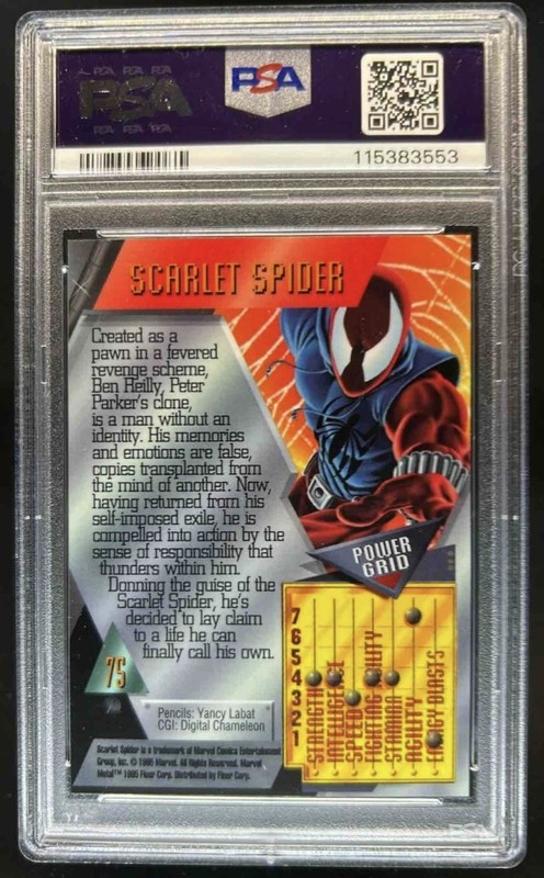 1995 Fleer Metal Marvel Scarlet Spider #75 PSA 10 view 2