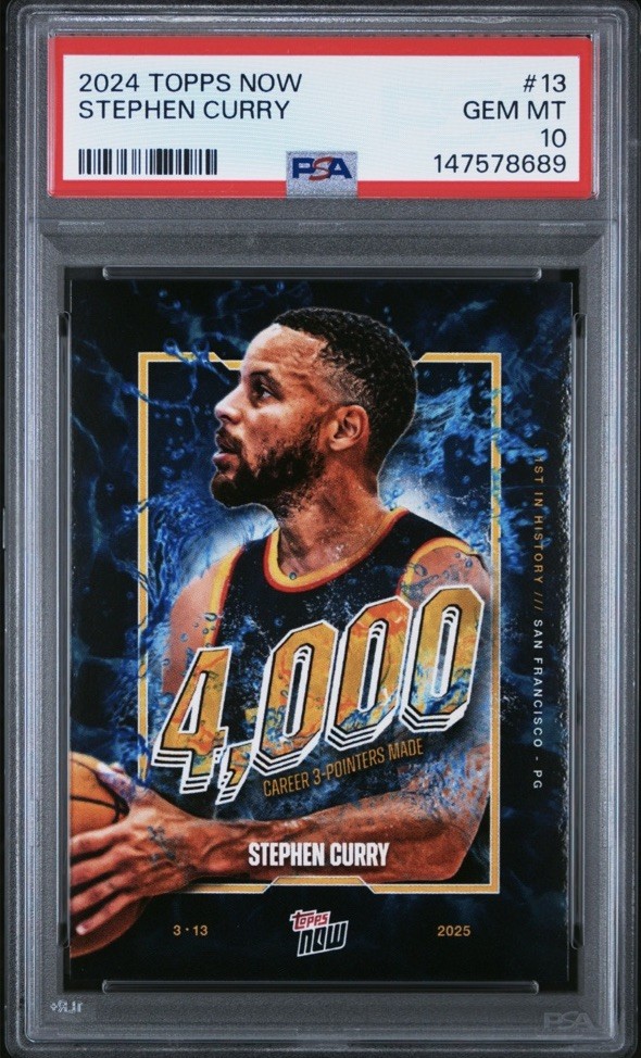 2024-25 Topps Now Stephen Curry #13 4,000 Career 3-Pointers Made PSA 10 GEM MT