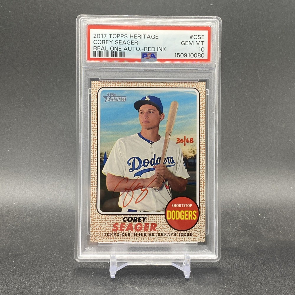 2017 Topps Heritage - Real One Autographs Corey Seager Red Ink /68 PSA 10