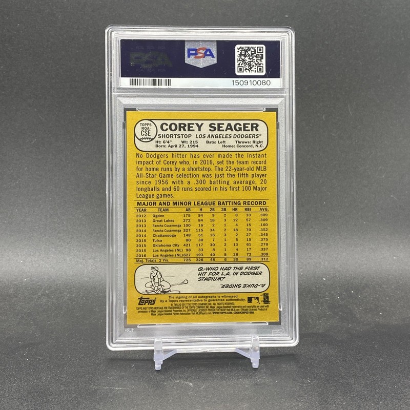 2017 Topps Heritage - Real One Autographs Corey Seager Red Ink /68 PSA 10 view 2
