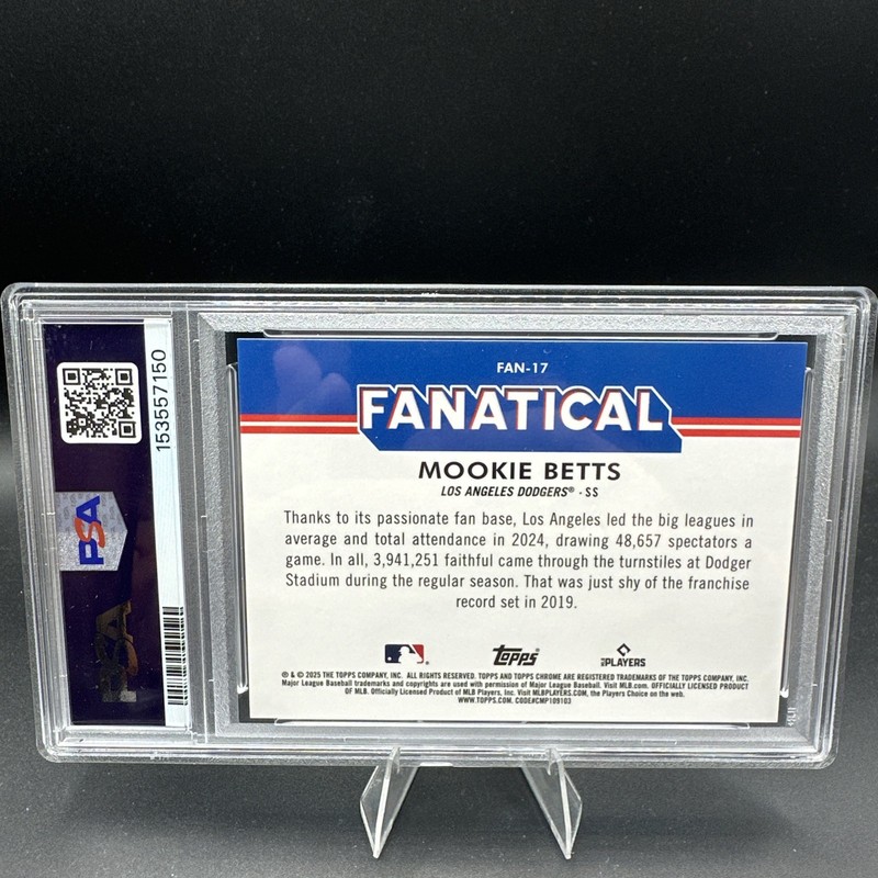2025 Topps Chrome Mookie Betts Fanatical FAN-17 Gem MT PSA 10 Dodgers view 2