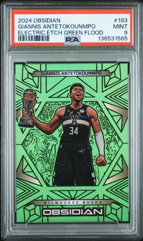 PSA 9 2024-25 Obsidian Electric Etch Green Flood 183 Giannis Antetokounmpo 25/25 view 2