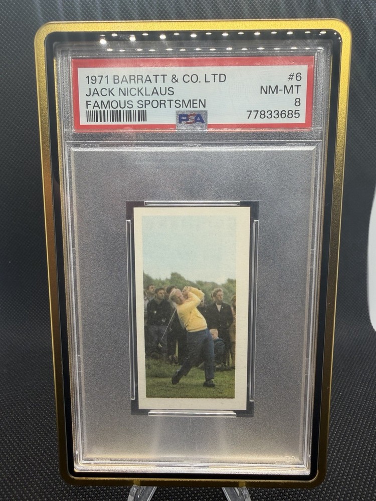 1971 JACK NICKLAUS Barratt & Co. LTD Famous Sportsmen Rookie RC #6 PSA 8