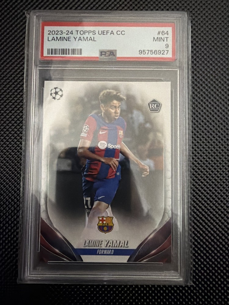 2023-24 Topps UEFA CC Lamine Yamal #64 RC PSA 9 Barcelona Rookie