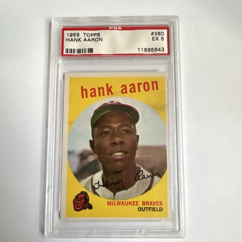 Topps 1959 Hank Aaron #380 Milwaukee Braves PSA EX 5 Base Set Baseball Card