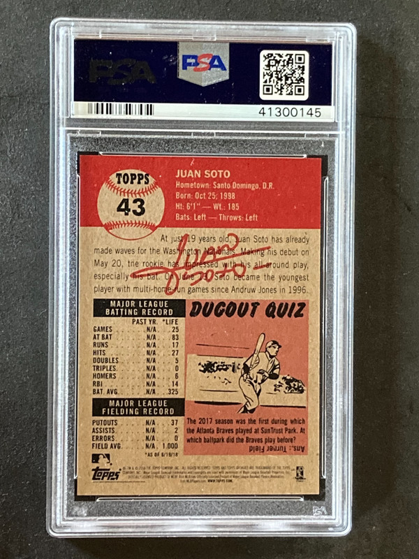2018 Topps Living Juan Soto RC PSA 8 view 2