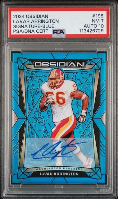 2024 OBSIDIAN #198 LAVAR ARRINGTON SIGNATURE-BLUE 20/25 PSA/DNA NM 7 AUTO 10