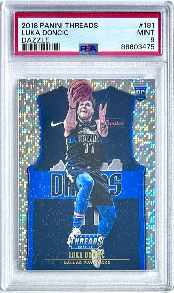 2018-19 Threads Luka Doncic PSA 9 Mint Rookies Statement Dazzle SP RC #181 NBA