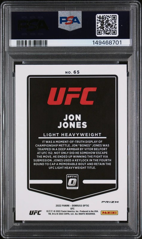 2022 Panini Donruss Optic UFC Jon Jones #65 Blue Velocity PSA 9 view 2