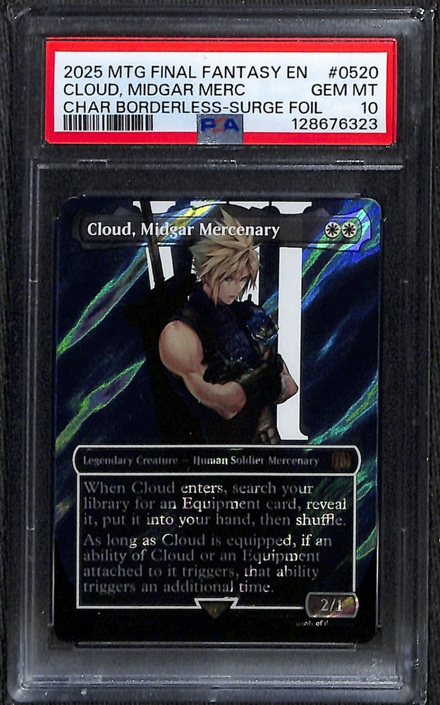 MTG Cloud, Midgar Mercenary Borderless Surge Foil PSA 10