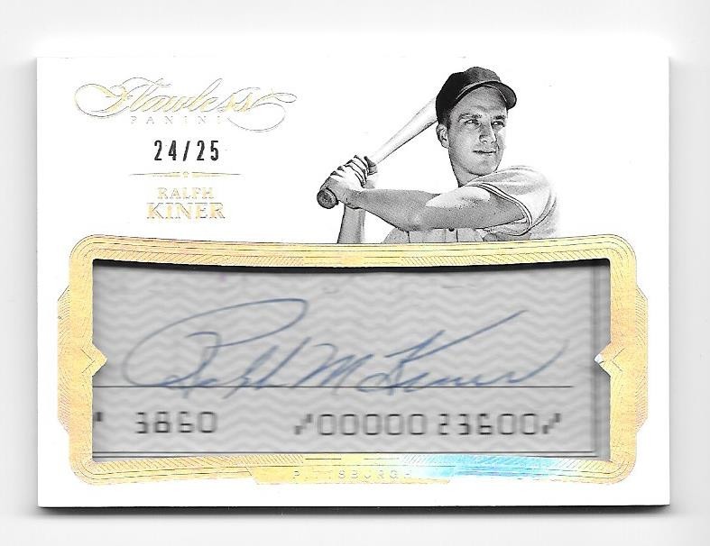 RALPH KINER AUTOGRAPH SERIAL /25 2017 PANINI FLAWLESS CUTS CHECK FC-RK AUTO