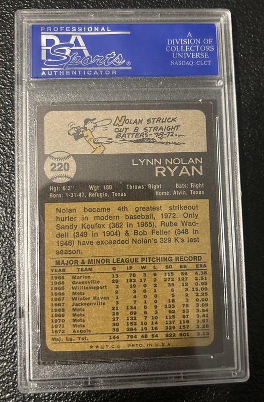 1973 Topps - Nolan Ryan #220 PSA 7 view 2