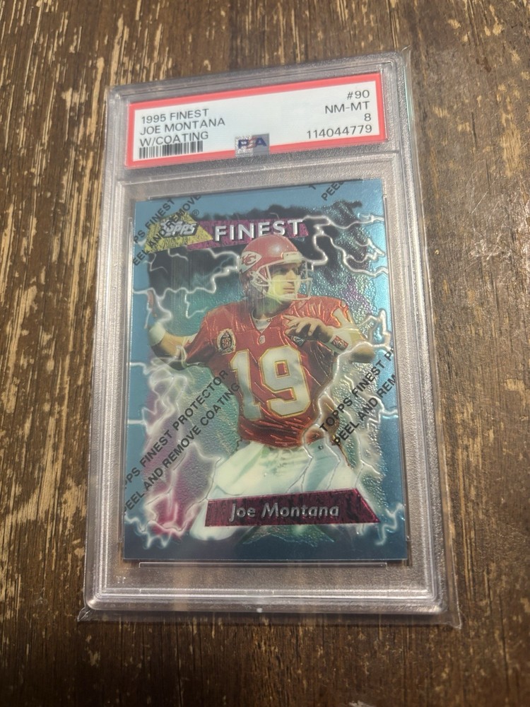 1995 Topps FINEST Joe Montana W Coating PSA 8 Kansas City Chiefs Football Card