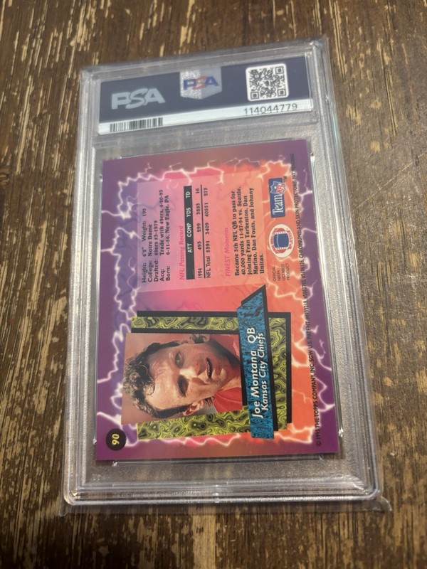 1995 Topps FINEST Joe Montana W Coating PSA 8 Kansas City Chiefs Football Card view 2