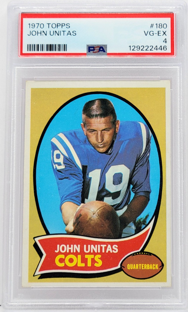 1970 Topps #180 John Unitas Card - Graded PSA 4 VG-EX, Baltimore Colts