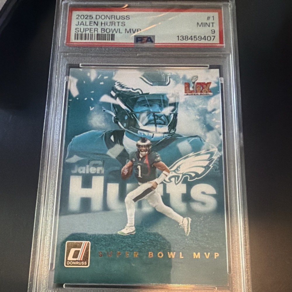 2025 Panini Donruss Jalen Hurts Super Bowl MVP Insert #1 Eagles PSA 9