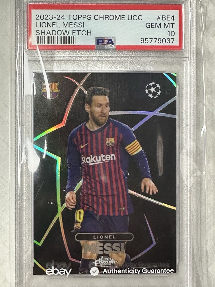 PSA  10 2023 Topps Chrome UEFA Club Competitions - Shadow Etch Lionel Messi #BE4