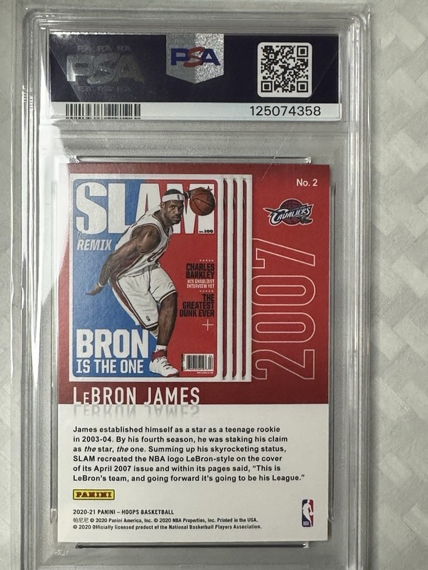 SP PSA - 2020-21 Panini NBA Hoops - Slam LeBron James #2 Holo view 2