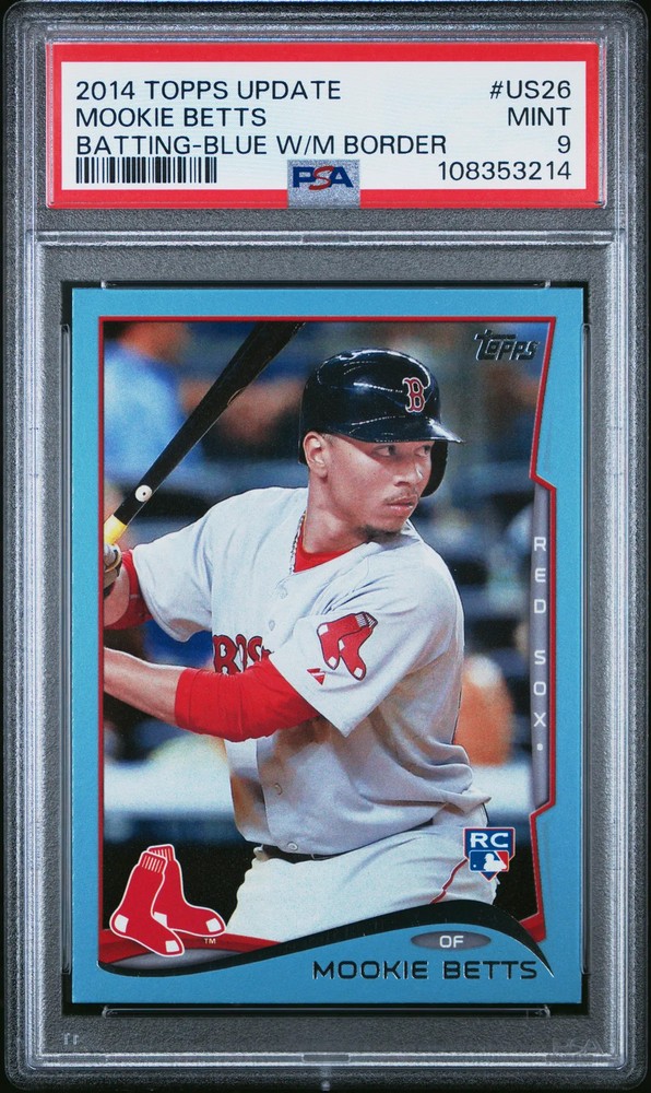 2014 Topps Update Mookie Betts #US26 Batting Blue W M Border PSA 9