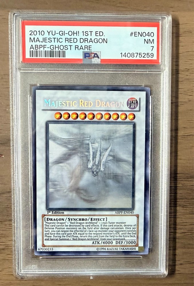 2010 YU-GI-OH 1st EDITION MAJESTIC RED DRAGON GHOST RARE ABPF-EN040 PSA 7