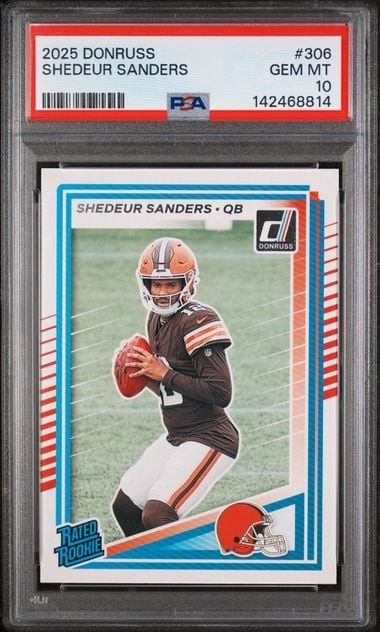 Graded 2025 Donruss Shedeur Sanders #306 Rookie RC Football Card PSA 10 Gem Mint