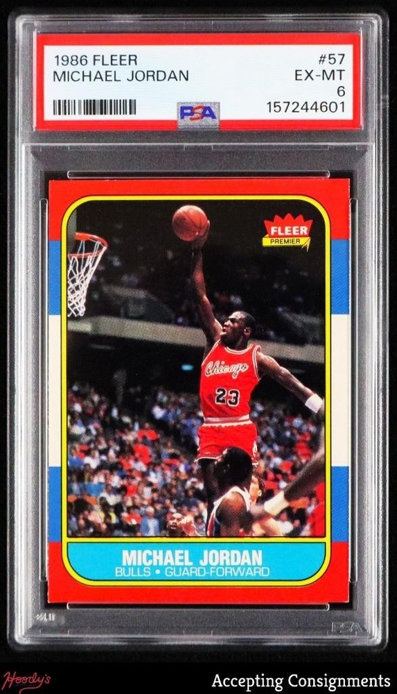 1986-87 Fleer #57 Michael Jordan RC Rookie PSA 6 EX-MT BULLS HOF