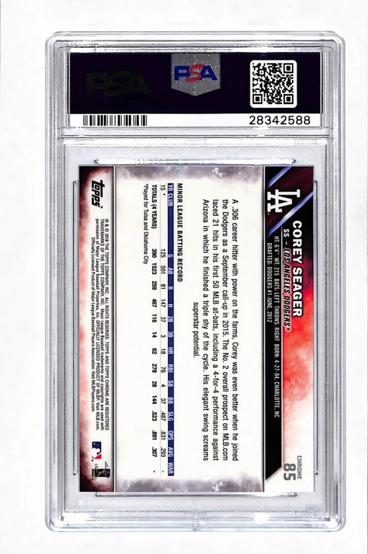 2016 Topps Chrome Sapphire Edition Corey Seager #85 PSA 10 view 2