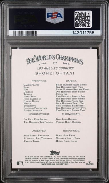 Graded 2025 Topps Allen & Ginter Shohei Ohtani 132 Baseball Card PSA 10 Gem Mint view 2