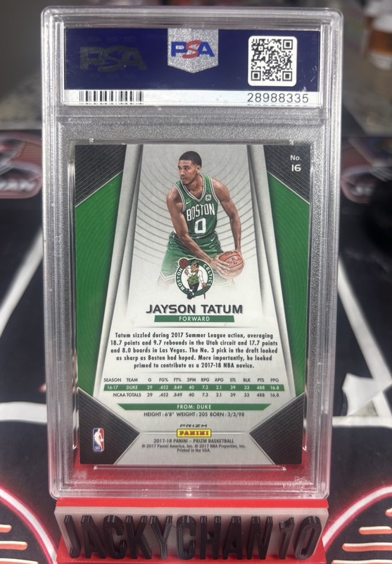 2017-18 Panini Silver Prizm Jayson Tatum Rookie PSA 9 #16 view 2