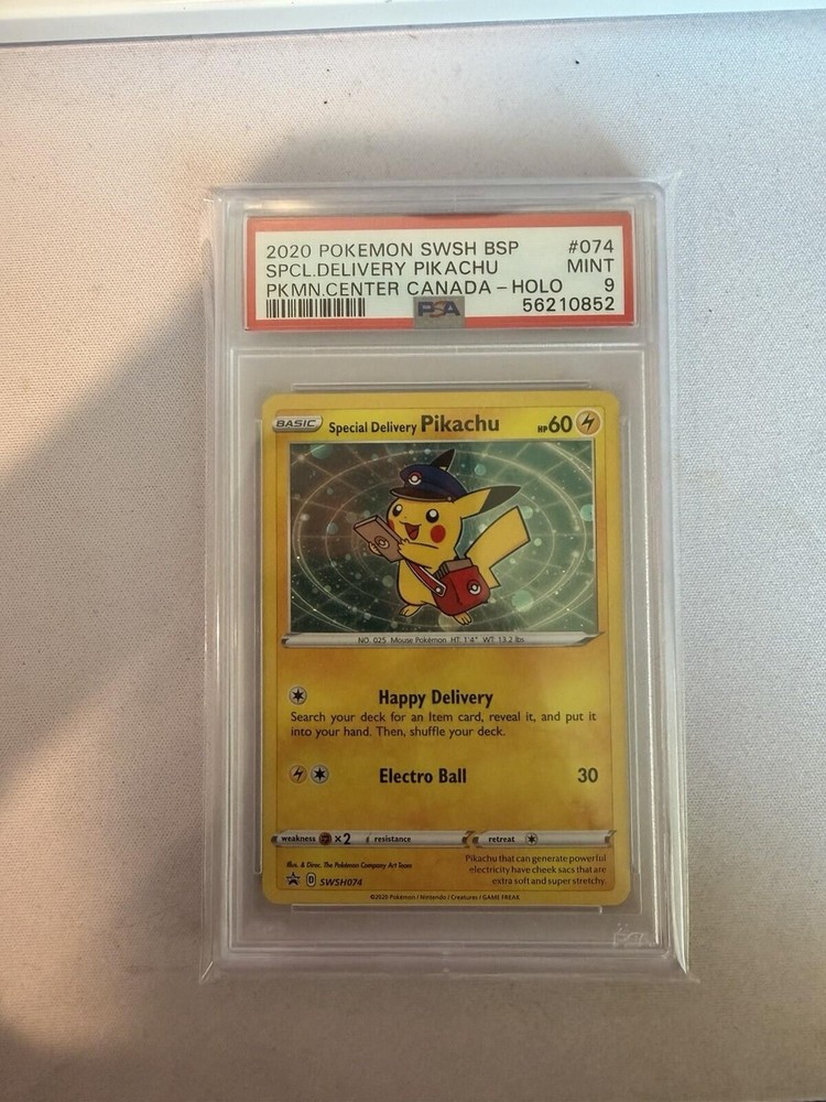 2020 POKEMON SWSH BLACK STAR PROMO #074 SPECIAL DELIVERY PIKACHU-HOLO PSA 9