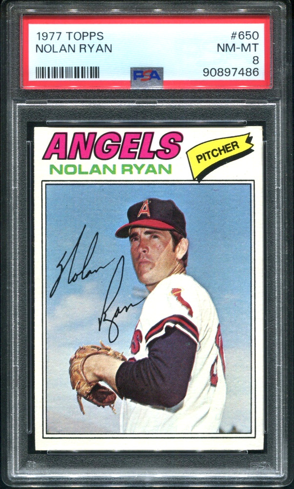 1977 Topps #650 NOLAN RYAN HOF Los Angeles Angels PSA 8 NM-MT