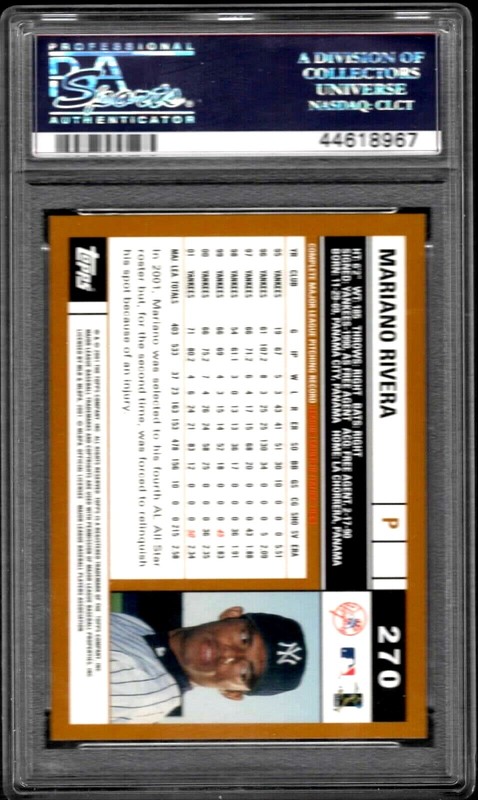 2002 Topps #270 MARIANO RIVERA HOF Home Team Advantage POP 10 PSA 10 GEM MINT view 2