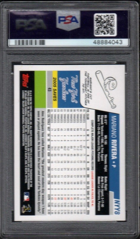 2006 Topps #NYY8 MARIANO RIVERA HOF Team Set Yankees POP 4 PSA 10 GEM MINT view 2