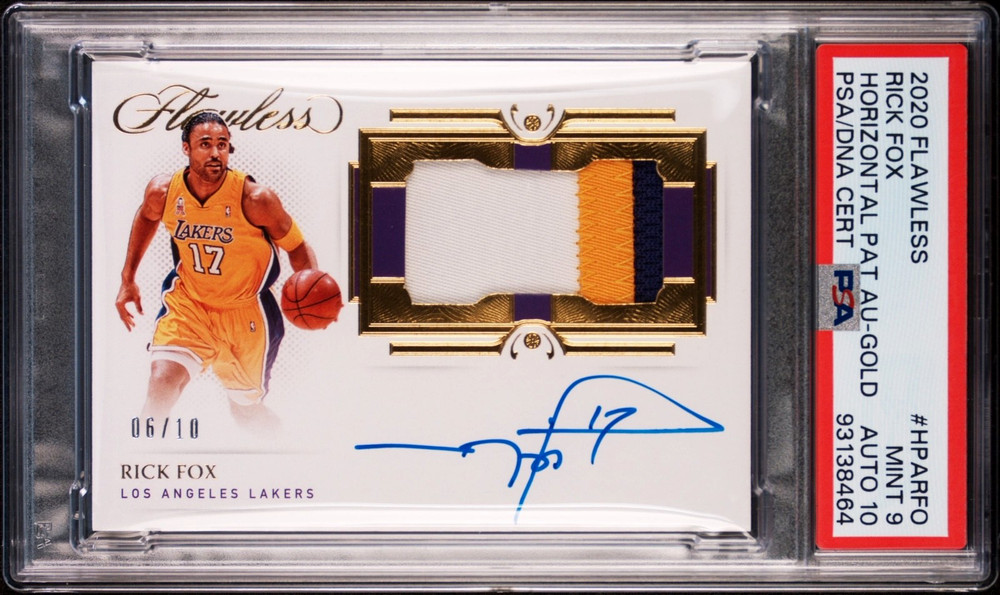 RICK FOX 2020-21 Panini Flawless Game-Worn Patch Autograph Gold 06/10 PSA 9 Mint