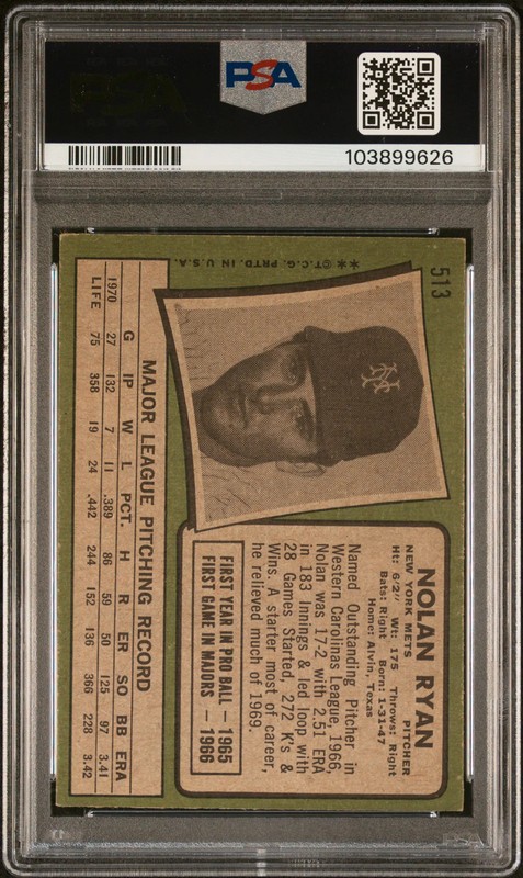 1971 Topps Nolan Ryan #513 PSA 4 view 2