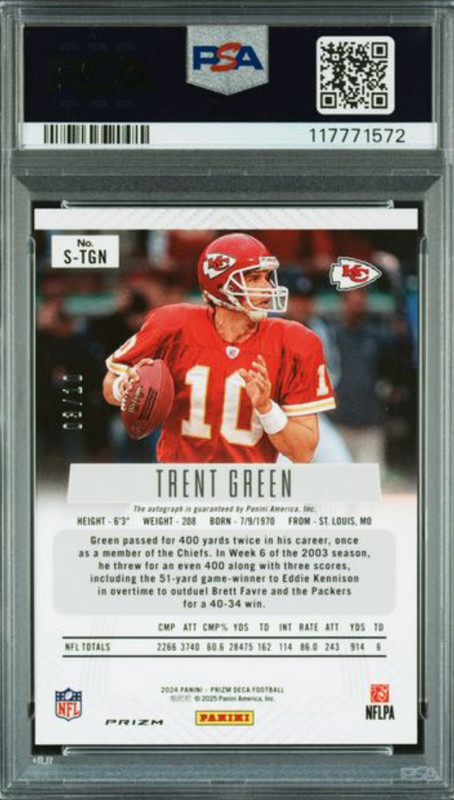 2024 PRIZM DECA #STGN TRENT GREEN SIGNATURE-GOLD PRIZM PSA MINT 9 AUTO 10 view 2