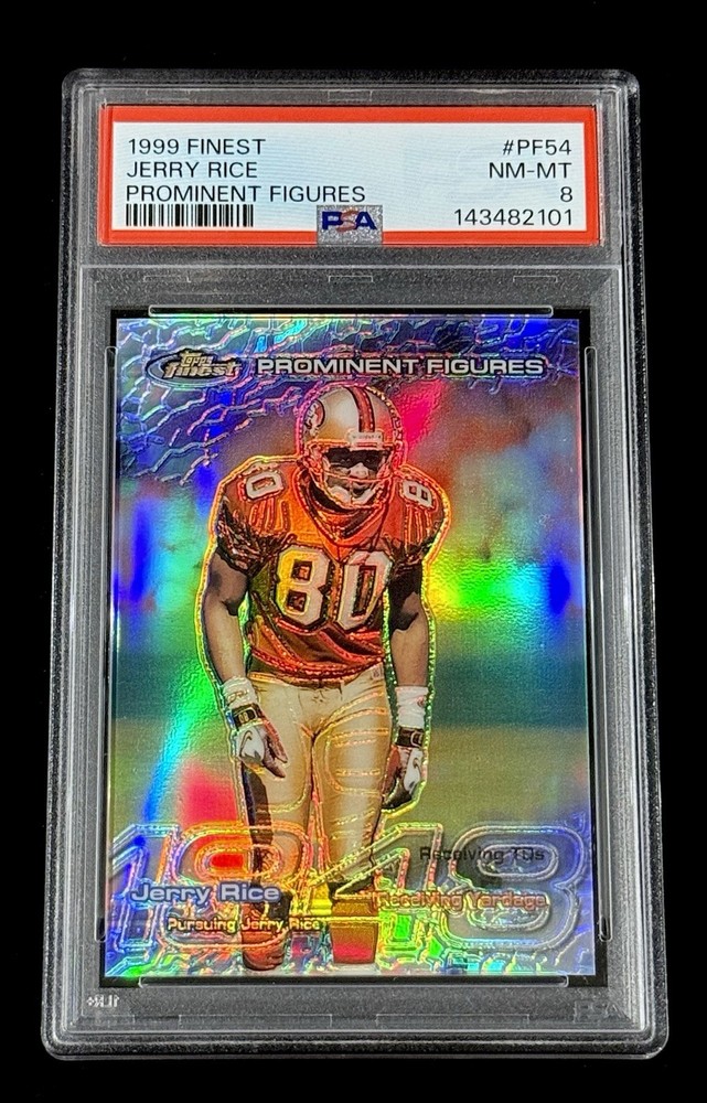 Jerry Rice 1999 Topps Finest Prominent Figures Refractor #’d/1848 PSA 8 NR MINT