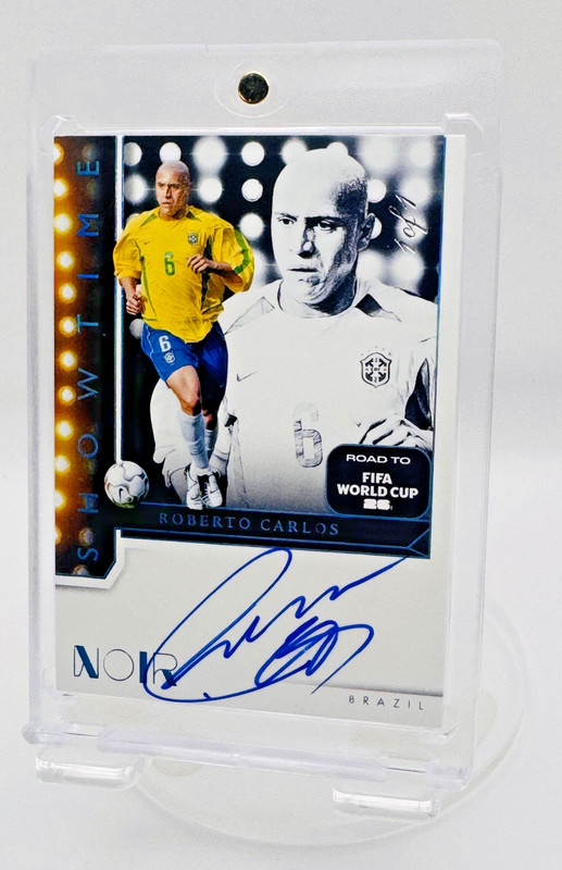 2025-26 Panini Noir World Cup Roberto Carlos Showtime Auto 1/1 Brazil One-of-One view 2