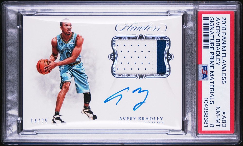 AVERY BRADLEY 2018-19 Panini Flawless Game-Worn Patch Autograph 14/25 PSA 8