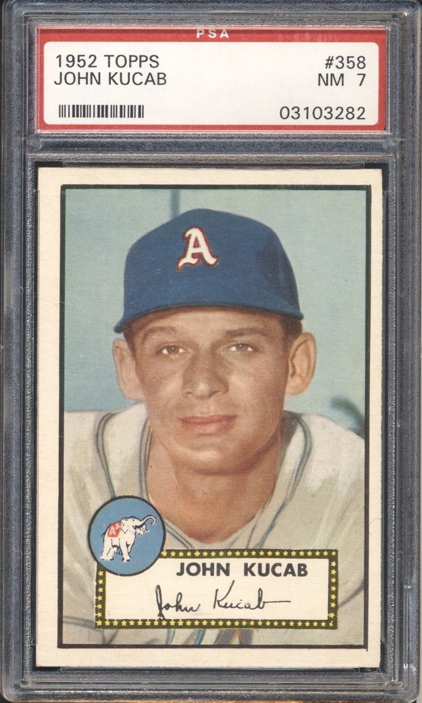 1952 Topps Baseball John Kucab RC #358 PSA 7 ATHLETICS NM High Number SET BREAK